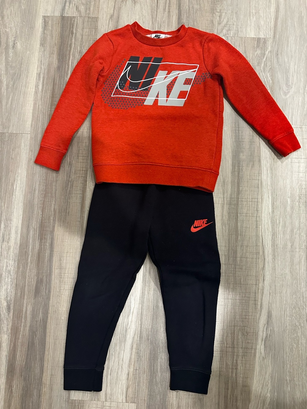 Nike Red Logo Sweatshirt with Black Joggers Kids Set